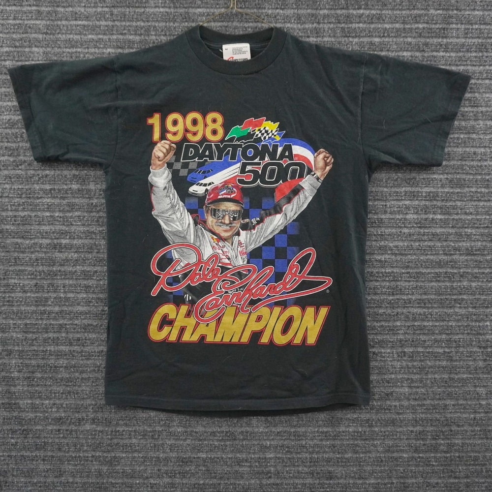 Vintage 90s Competitors View Dale Earnhardt T Shirt Mens M Black Daytona 500